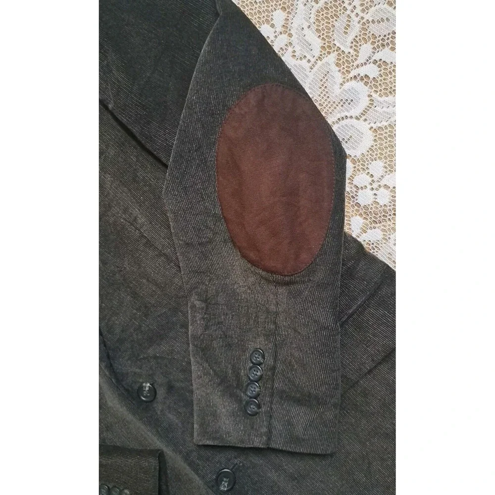 Chaps Mens Size 42R Blazer Dark Brown Corduroy Elbow Patches Sport Coat Preppy‎